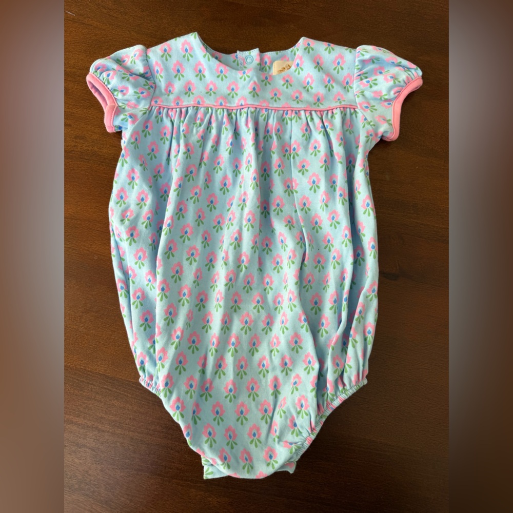 The Beaufort Bonnet Company Pink and Blue Floral Baby Outfit